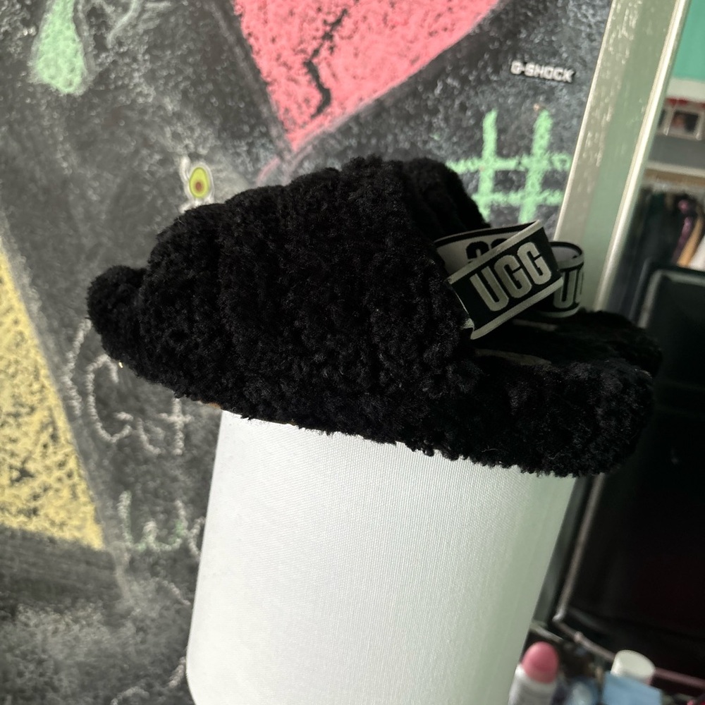 UGG Black Fluffy Slippers